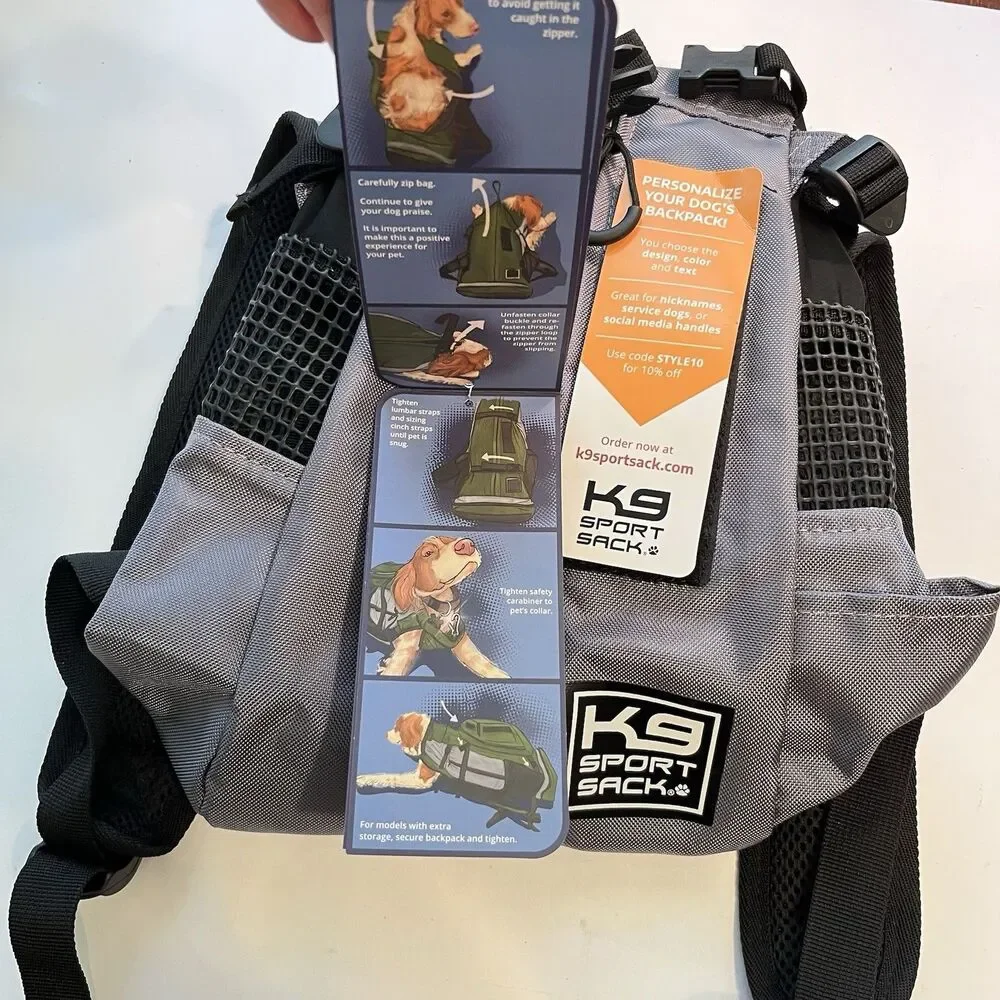 K9 Sport Sack Dog Carrier Adjustable Backpack Size XS Charcoal Grey